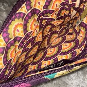 Vera Bradley Purple and Yellow Wallet with Peacock Feather Design